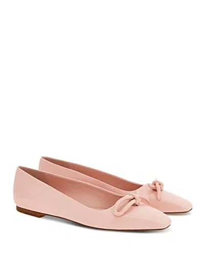 Ferragamo Annie Ballet Flats In Patent Leather In Pink