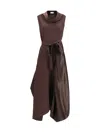 Ferragamo Women Asymmetric Dress Crafted From Stretch Viscose Cady In Brown