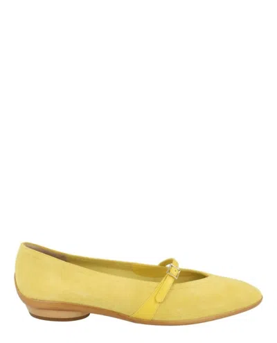 Ferragamo Women's Audrey Ballet Flats In Yellow In Gold