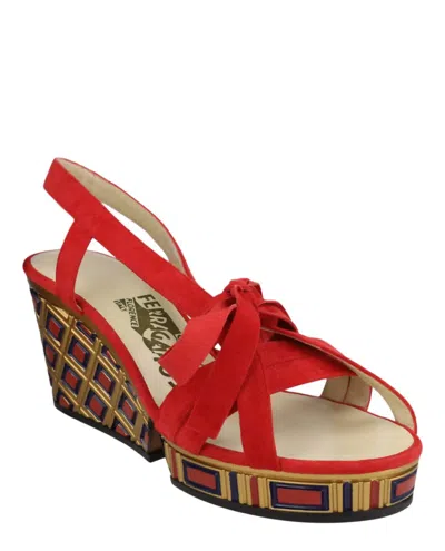 Ferragamo Women's Avanguardie Wedge Sandal In Red
