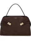 Ferragamo 'hug' Brown Shoulder Bag With Logo Printed On Front In Brown