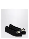 Ferragamo Vanna V Ballerinas In Velvet In Black
