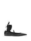 Ferragamo Carice Satin Ribbon Tapered Ballerinas In Black In Black