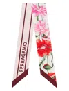 Ferragamo Floral Print Rectangular Scarf In Pink & Purple