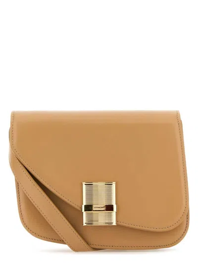 FERRAGAMO WOMEN'S BEIGE LEATHER SMALL FIAMMA CROSSBODY BAG