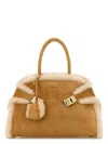 Ferragamo Women's Beige Suede Medium Hug Handbag