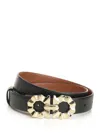Ferragamo Women Belt With Shaped Gancini In Black