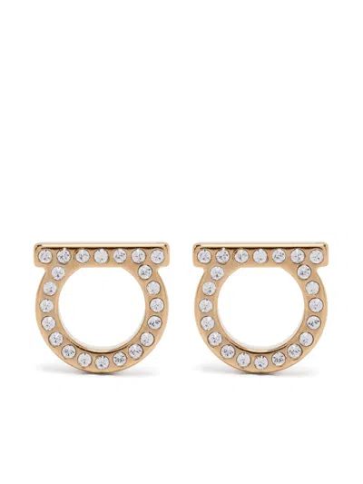 Ferragamo Gancini Earrings Gold-tone Finish Pearl Embellishments