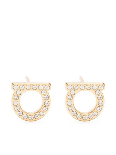 Ferragamo Gancini Earrings Gold-tone Finish Pearl Embellishments