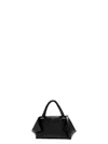 Ferragamo Structured Handbag With Braided Handle And Folded Accents In Black