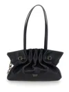 Ferragamo Women Black Crossbody Bag With Embossed Logo Lettering On The Front And Gancini In Leather In Black