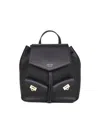 Ferragamo Structured Black Calf Leather Backpack With Flap Closure
