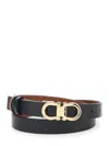 Ferragamo Women Black Reversible Belt With Gancini Buckle In Leather Woman In Black