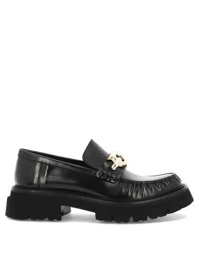 Ferragamo Women's Black Slip-on Loafers With Chunky Rubber Sole For Fw23