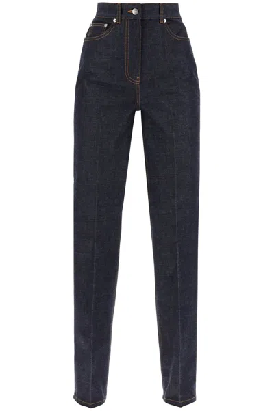 Ferragamo Women's Blue Straight Jeans With Contrasting Stitching Details