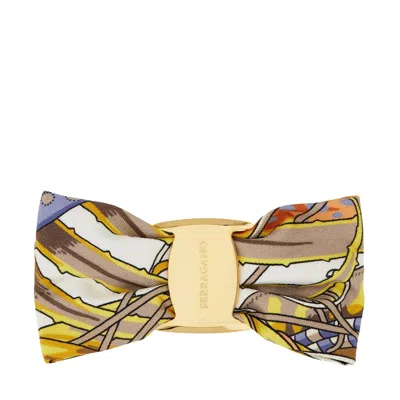Ferragamo Women Bow Hair Clip With Rooster Pattern In Multi