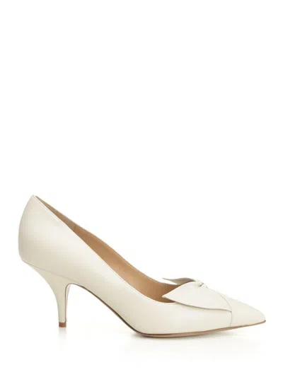 Ferragamo Gwen 70 Soft Bow Nappa Leather Pumps In White