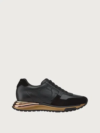 FERRAGAMO WOMEN'S BROOKLYN LOW TOP SNEAKERS IN BLACK