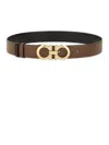 Ferragamo Reversible And Adjustable Gancini Belt In Brown