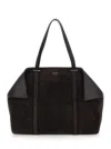 Ferragamo Women Brown Tote Bag With Folded Angles And Embossed Logo Lettering On The Front In Suede