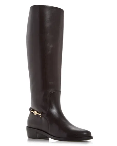 Ferragamo Women's Buckle Tall Boots In Brown
