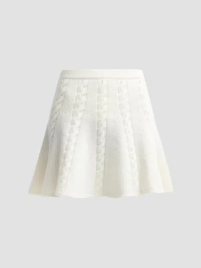 Ferragamo Women's Cable-knit Wool-cashmere Mini Skirt In White