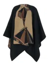 Ferragamo Geometric-print Cape In Black