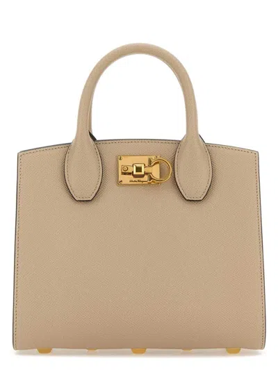 FERRAGAMO WOMEN'S CAPPUCCINO LEATHER SMALL STUDIO BOX HANDBAG