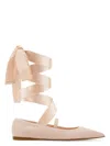 Ferragamo Women Carice Ballet Flat With Ankle Ribbon In Pink & Purple