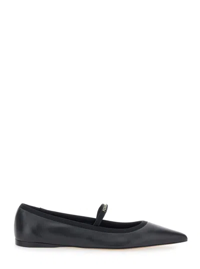 FERRAGAMO FERRAGAMO WOMEN 'CARICE' BLACK BALLET SHOES WITH RIBBON DETAIL AND LOGO LETTERING ON THE FRONT IN LE