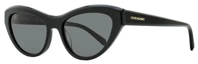 Ferragamo Sleek Logo Acetate Cat-eye Sunglasses In Black