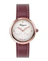 Ferragamo Chic Leather Watch In Gold