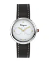Ferragamo Chic Leather Watch In Black
