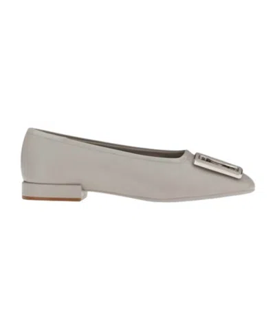 Ferragamo Women's Chunky Buckle Ballet In Grey In Gray