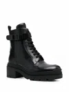 Ferragamo Chunky Leather Biker Boots In Black