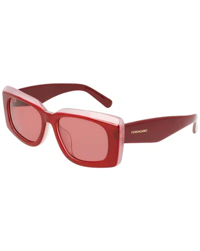 Ferragamo Sf1079slb Oversized Rectangular Sunglasses In Red