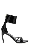 Ferragamo Strappy Glossy Stiletto Sandals With Ankle Strap In Black