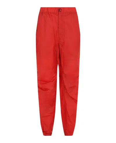 Ferragamo Women's Coated Drawstring Straight-leg Pants In Red