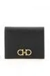 Ferragamo Gancini Compact Leather Wallet In Black