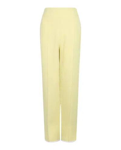Ferragamo Women's Contrast-piping Tailored Pants In Light Yellow
