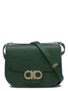 Ferragamo Geometric Lines Leather Shoulder Bag In Green