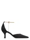 Ferragamo 70mm Cable-link Chain Satin-finish Pumps In Black