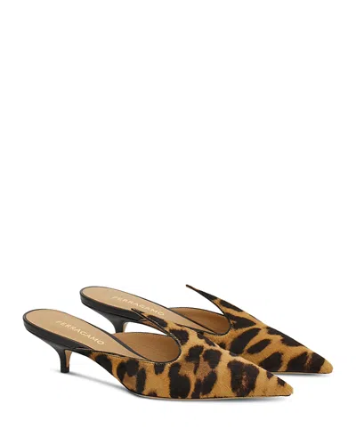 FERRAGAMO WOMEN'S DORYE 40 CALF HAIR MULES