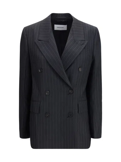 Ferragamo Women Double-breasted Pinstripe Blazer In Animal Print