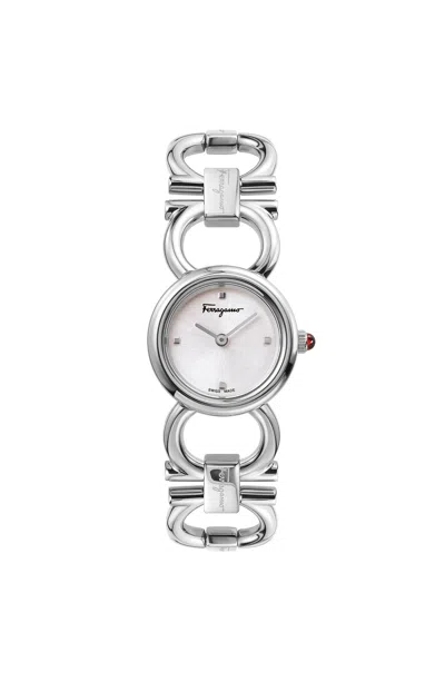 Ferragamo Women's Double Gancini 22mm Quartz Watch In White