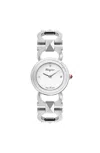 Ferragamo 25mm Double Gancini Stud Watch With Silver Dial, Stainless Steel In White