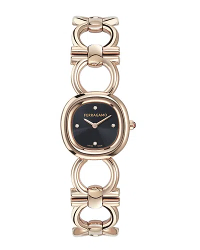 Ferragamo Women's Double Gancini Diamond Watch In Transparent