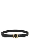 Ferragamo Women Double Gancini Smooth Leather Slim Belt In Nero
