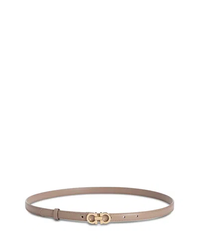 Ferragamo Women's Double Gancini Leather Belt In Brown