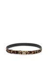 Ferragamo Women's Double Gancini Reversible Calf Hair & Leather Belt In Neutral